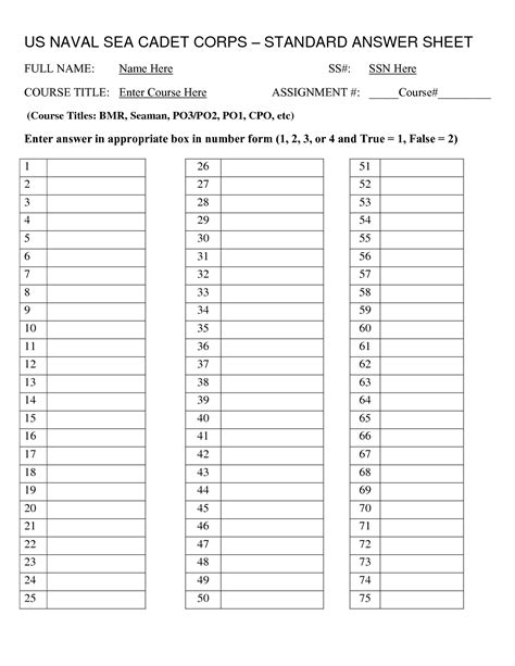 free printable answer sheets